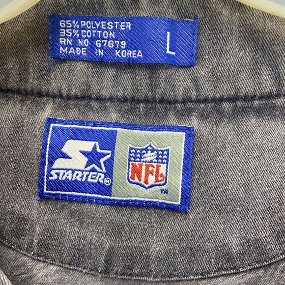Dallas Cowboys Vintage Starter Baseball Jersey Size Large Acid Wash Embroidered - Picture 3 of 7